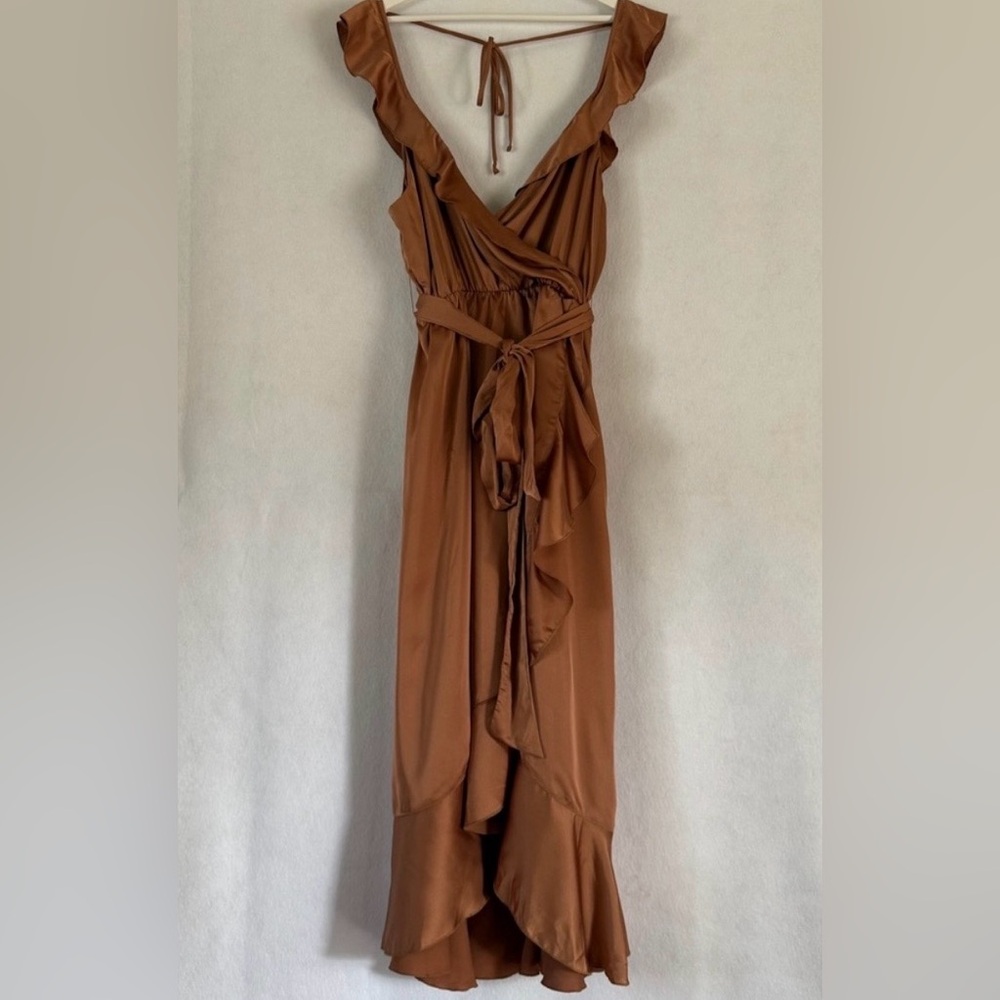 Show Me Your MuMu Copper Ruffle Midi Dress - Picture 4 of 12